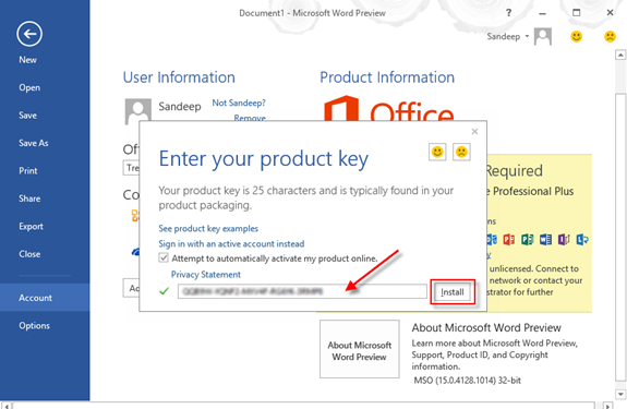 microsoft excel product key 2014